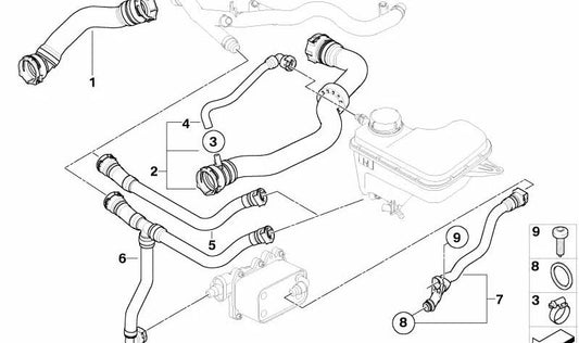 Tubo del refrigerante OEM 11533401058 per BMW E83. BMW originale.