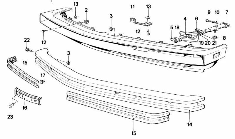 OEM 51111860255 vordere Stoßfängerform für BMW E23. Original BMW.