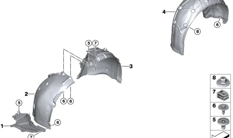 Cubierta guardabarros inferior izquierda OEM 51718738043 para BMW G26. Original BMW.