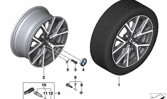 Llantas de aleación plata refinado OEM 36115A41F52 para BMW F40, F44. Original BMW.