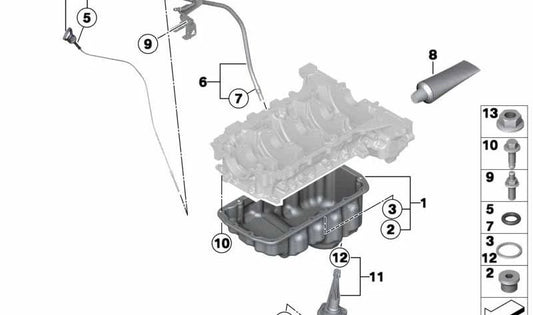 Cárter de aceite para BMW F20, F21, F30, F31, F35 (OEM 11137649311). Original BMW