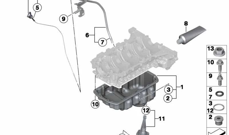 Varilla medidora de aceite para BMW Serie 1 F20, F21, Serie 3 F30, F31, F35 (OEM 11437600470). Original BMW