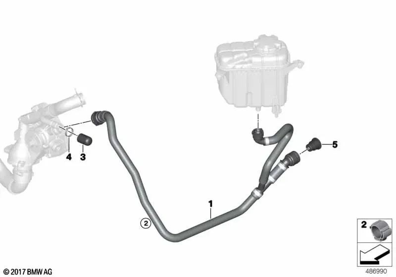 Manguera de retorno del motor del radiador para BMW F87N, F80, F80N, F82, F83 (OEM 64219307243). Original BMW