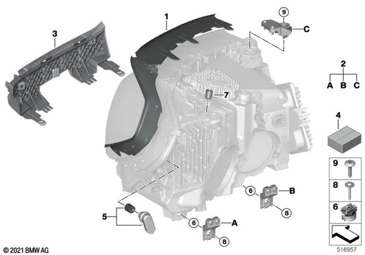 Soporte para Faro Derecho para BMW F97N, G01N, G08N, F98N, G02N (OEM 63115A0E5E8). Original BMW