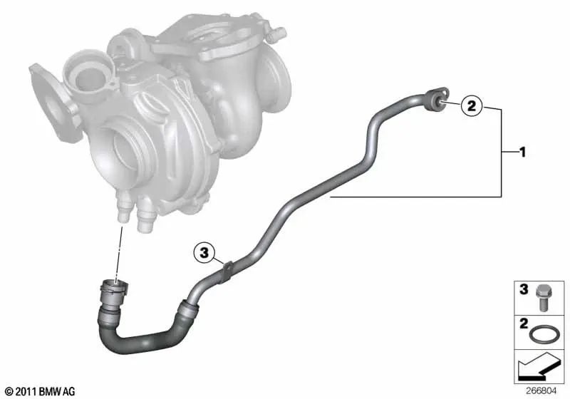 Coolant feed pipe for BMW 1 Series F20, F21 2 Series F22 3 Series F30, F31, F34 4 Series F32 5 Series F10N, F11N X1 E84 (OEM 11538516968). Genuine BMW