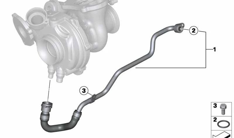 Tubo de refrigerante para BMW Serie 1 F20, F21; Serie 3 F30, F31, F34; Serie 4 F32, F33; Serie 5 F10, F11; X1 E84 (OEM 11538507251). Original BMW.