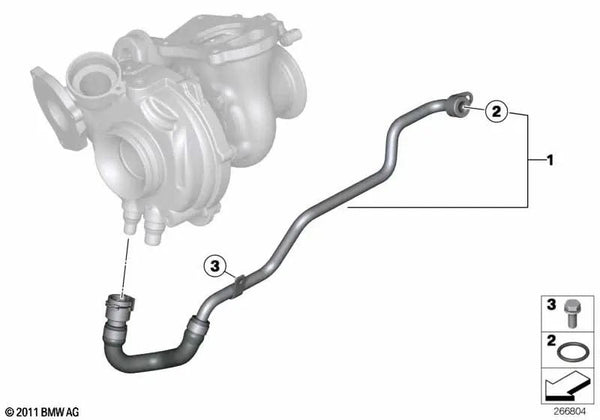 Tubo de refrigerante de alimentación para BMW Serie 1 F20, F21 Serie 2 F22 Serie 3 F30, F31, F34 Serie 4 F32 Serie 5 F10N, F11N X1 E84 (OEM 11538516968). Original BMW