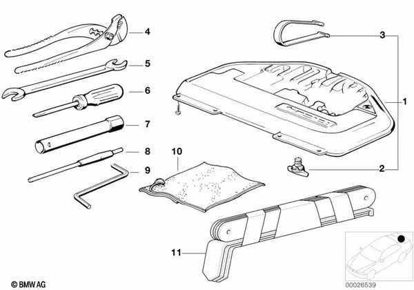 Accionamiento de emergencia techo solar eléctrico para BMW Serie 5 E34 (OEM 54008149665). Original BMW