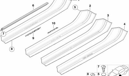 Clip para moldura de umbral para varios modelos/series de BMW (OEM 51478399492). Original BMW