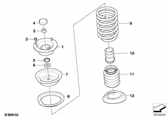 Front spring for BMW E60, E60N (OEM 31336761213). Genuine BMW.