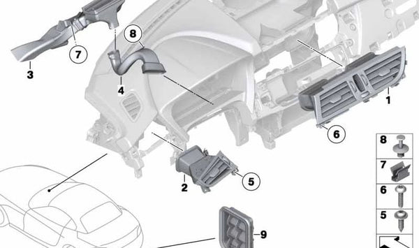 Parrilla de ventilación central para BMW Z4 E89 (OEM 64229183270). Original BMW