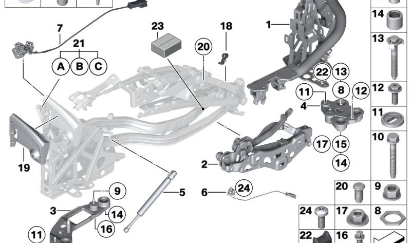 Right Main Bearing Console for BMW E89 (OEM 54377192948). Original BMW