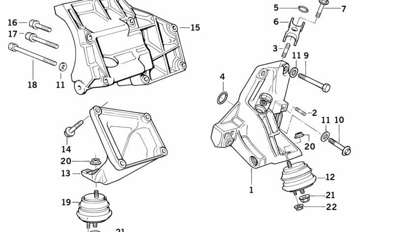 Soporte izquierdo OEM 22121702636 para BMW E34, E32, E31. Original BMW.