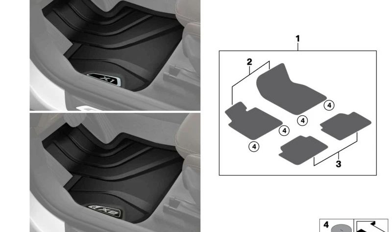 Alfombrillas de goma impermeables OEM 51472452207 para BMW X2 (F39). Original BMW