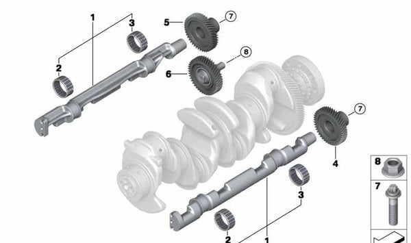 Piñón del cigüeñal OEM 11278570743 para BMW. Modelos compatibles: F40, F44, F45, F46, G20, G21, G28, G22, G23, G26, G30, G31, G32, F48, F39, G01, G02, G05. Original BMW.