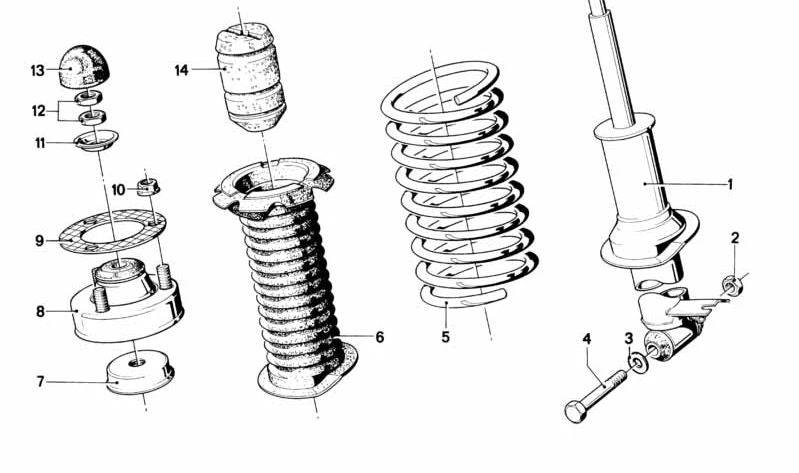 Muelle helicoidal para BMW Serie 5 E12, Serie 6 E24, Serie 7 E23 (OEM 33531118985). Original BMW