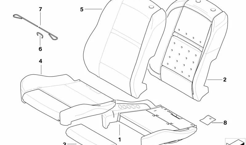 Funda Asiento Deportivo Cuero para BMW E70, E71 (OEM 52107267232). Original BMW