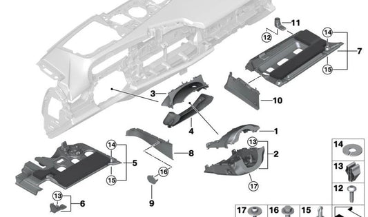 Cierre giratorio para BMW Serie 1 F40, Serie 2 F44 G42 G87, Serie 3 G20 G21 G28 G80 G81, Serie 4 G22 G23 G26 G82 G83, Serie 5 F90 G30 G31 G38 G60, Serie 6 G32, Serie 7 G11 G12 G70, Serie 8 F91 F92 F93 G14 G15 G16, i I20, X3 F97 G01, X4 F98 G02 (OEM 51165A