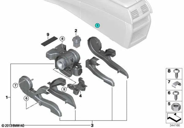 Carcasa de calefacción trasera para BMW X5 E70, E70N, F15, F85 Serie X6 F16 (OEM 64116977947). Original BMW.