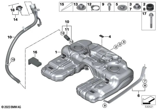 Kunststoff-Einfüllrohr für BMW X5 E70, E70N, X6 E71 (OEM 16117154233). Original BMW.