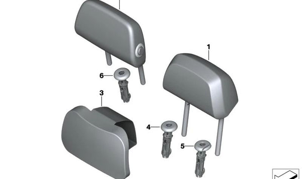 Reposacabezas central de cuero abatible OEM 52205A05882 para BMW G20, G21, G28, G01, G08, F97, G02, F98. Original BMW.