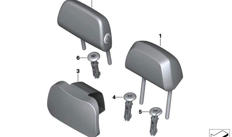 A apoio de cabeça de couro OEM 52207478125 para BMW G20, G28, G01, G08, G02. BMW original.