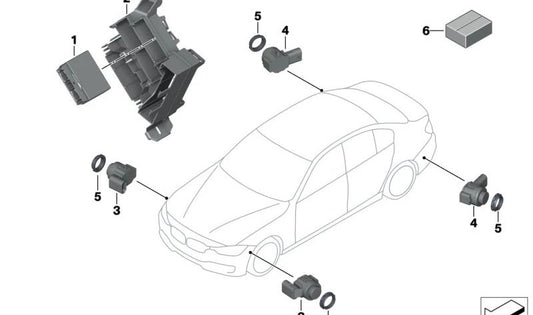 Sensor ultrassônico para BMW 3 F30 Series, F31, F34, F35, F80, 4 F32 Series, F33, F36, F82, F83 (OEM 66209261592). BMW original