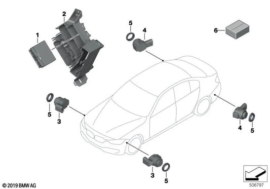 Deep Blue Ultrasonic Sensor for BMW F20, F21, F22, F23, F30, F31, F34, F35, F80, F32, F33, F36, F82, F83 (OEM 66209261590). Original BMW.