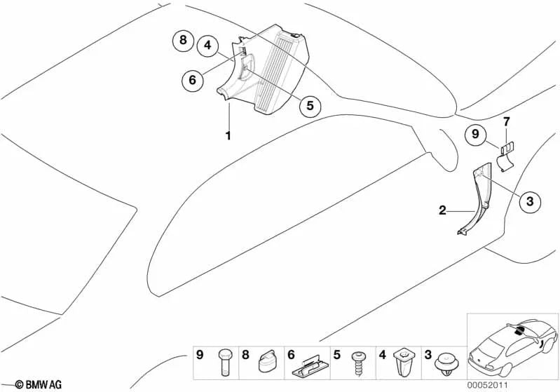 Revestimiento lateral delantero derecho para BMW Serie 3 E46 (OEM 51438227934). Original BMW