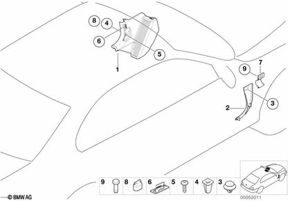 Coperchio lato anteriore destro per la serie BMW 3 E46 (OEM 51438227934). BMW originale