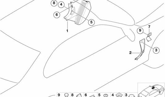 Links vordere Seite Abdeckung für BMW 3 E46 -Serie (OEM 51438227953). Original BMW