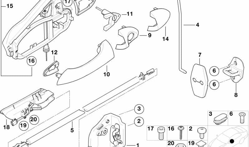 Asidero izquierdo OEM 51218243617 para BMW X5 E53. Original BMW.