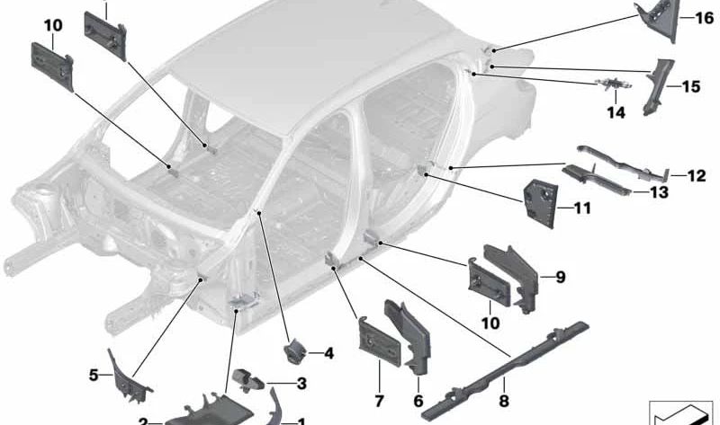 Pieza exterior inferior del pilar A (lado derecho) OEM 41007434670 para BMW F40. Original BMW.