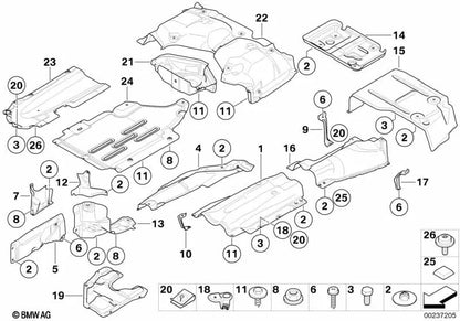 Soporte Aislante de Calor para Depósito, Izquierdo para BMW Serie 3 E90, E91, E92, E93, X1 E84 (OEM 51487154529). Original BMW