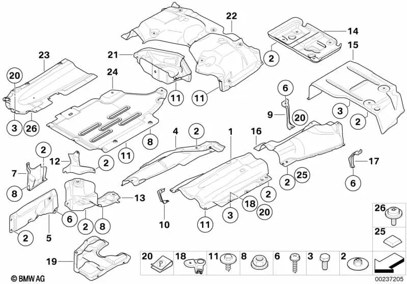 Lower center cover for BMW E90N (OEM 51757205472). Original BMW.