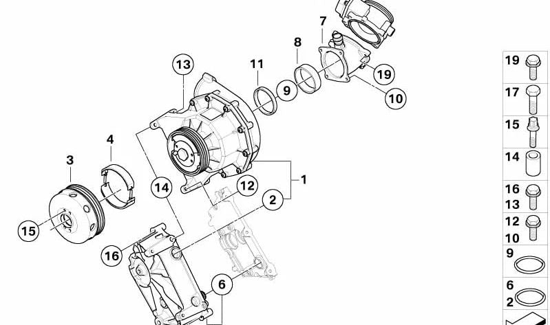 Compresor radial para BMW E65 Serie 7 (OEM 11657973083). Original BMW