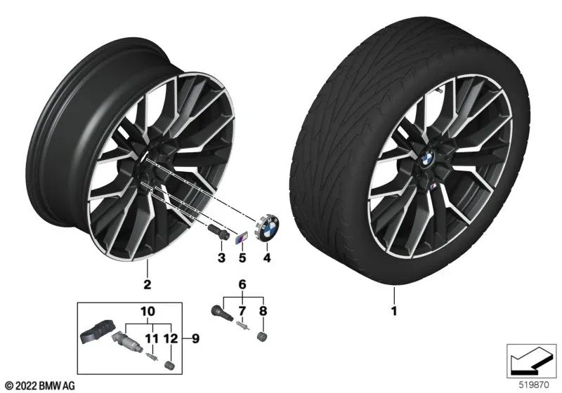 Llantas de aleación ligera para BMW serie 8 G14, G15, G16 (OEM 36115A07083). Original BMW