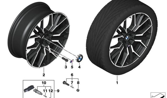 Llantas de aleación jet black OEM 36115A07085 para BMW G14, G15, G16. Original BMW.