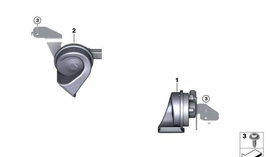 Horn Electronic High High Tone OEM 61337455833 per BMW G29. BMW originale.