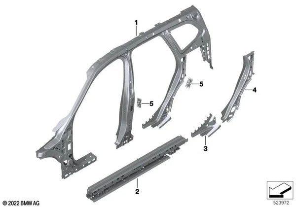 Refuerzo columna C derecha para BMW U11, U12 (OEM 41215A52CE4). Original BMW