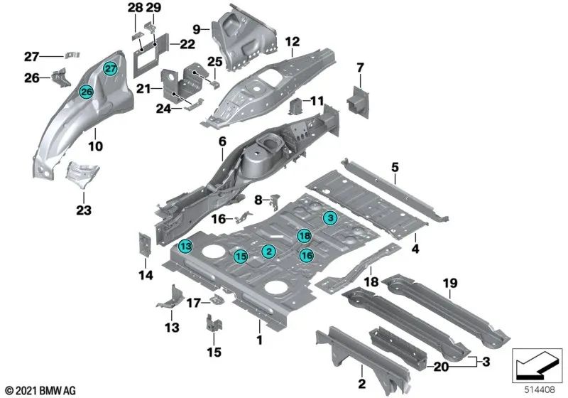 Placa roscada soporte del brazo trasero izquierdo para BMW X5 E70, E70N, F15, F85, X6 E71, E72, F16, F86 (OEM 41117195351). Original BMW.