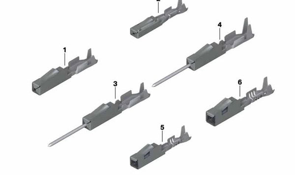 Contacto hembra para BMW E81, E82, E87, E88, F20, F21, F52, E46, E90, E91, E92, E93, F30, F31, F34, F35, F32, F39, E60, E61, E63, E64, E38, E65, E66, E84, E83, F25, E53, E85, E86, E89 (OEM 61136901722). Original BMW