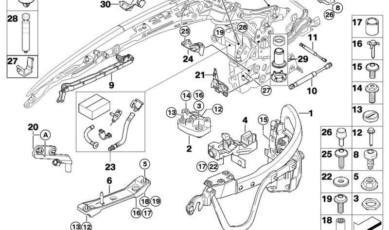 Consola Cojinete Principal Módulo Trasero Derecho para BMW E93, E93N (OEM 54347157756). Original BMW