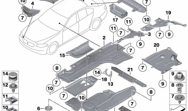 Cobertura trasera central OEM 51757233900 para BMW F11. Original BMW.