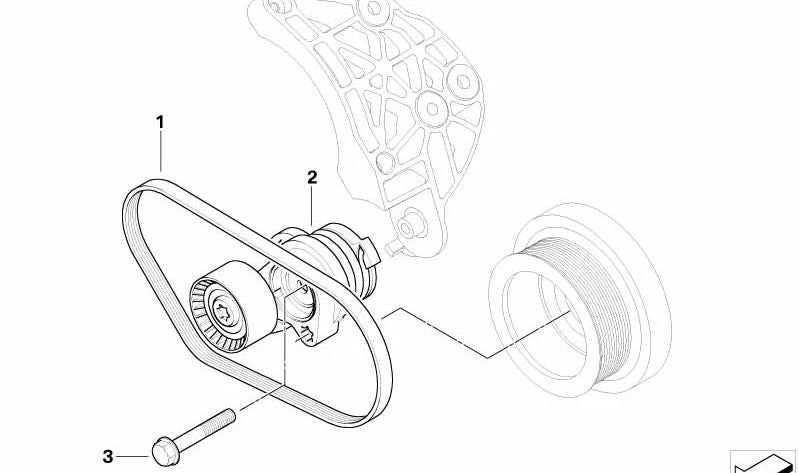 Belt tensioner for BMW 7 Series E65 (OEM 64557806253). Genuine BMW