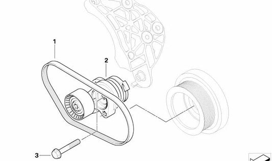 Belt tensioner for BMW 7 Series E65 (OEM 64557806253). Genuine BMW