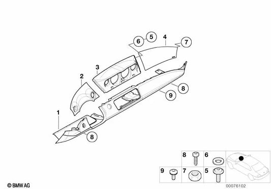 Tapa del Airbag del Panel de Instrumentos para BMW Z8 E52 (OEM 51458242317). Original BMW