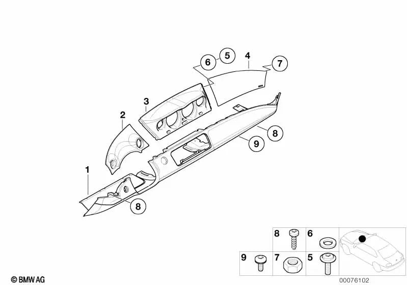 I-Tafel under leather for BMW Z8 E52 (OEM 51458242292). Original BMW