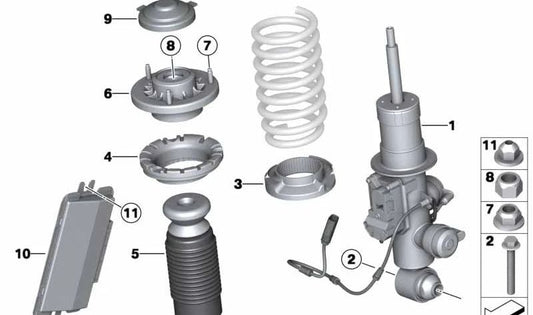 Amortiguador trasero derecho para BMW F12, F12N (OEM 37106874772). Original BMW