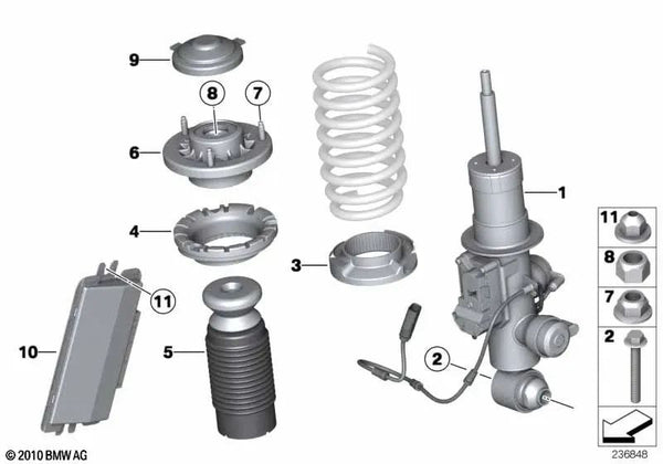 Amortiguador trasero derecho para BMW F13, F13N (OEM 37126859782). Original BMW